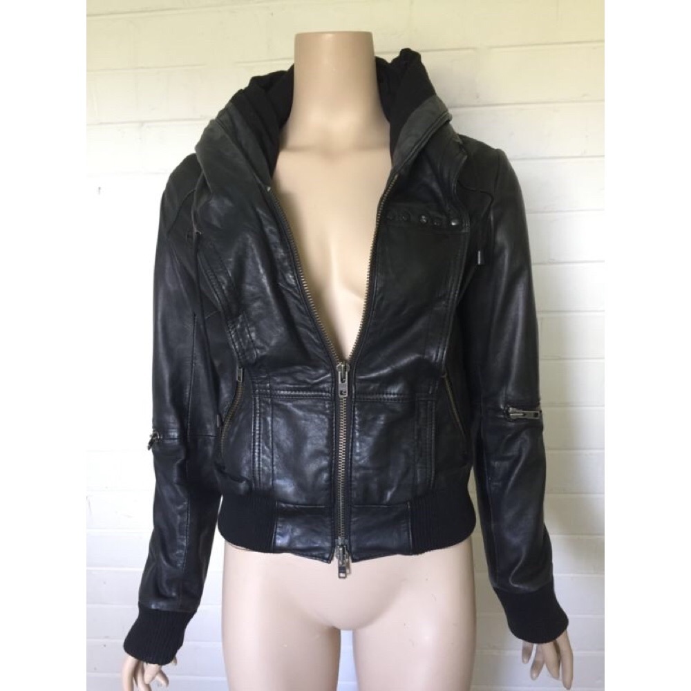 All Saints Black Leather Zip-Up Jacket - Picture 2 of 8